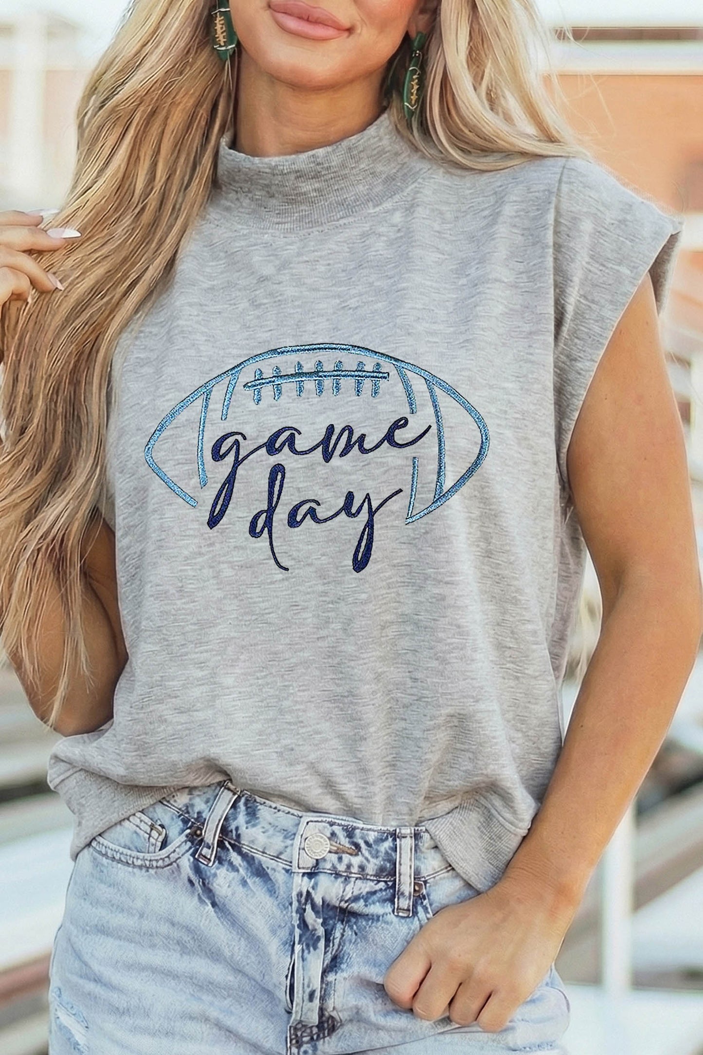 Game Day Cotton Graphic Tee Casual Football Fan Top