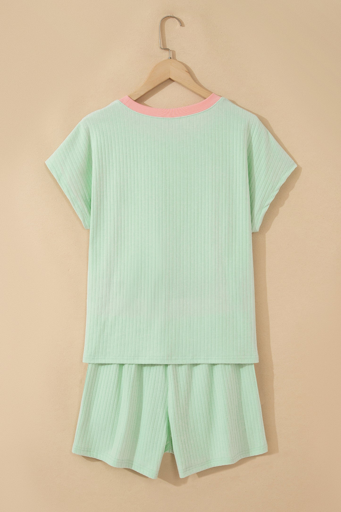 Patchwork Cotton Short Set Casual High Waist Shift