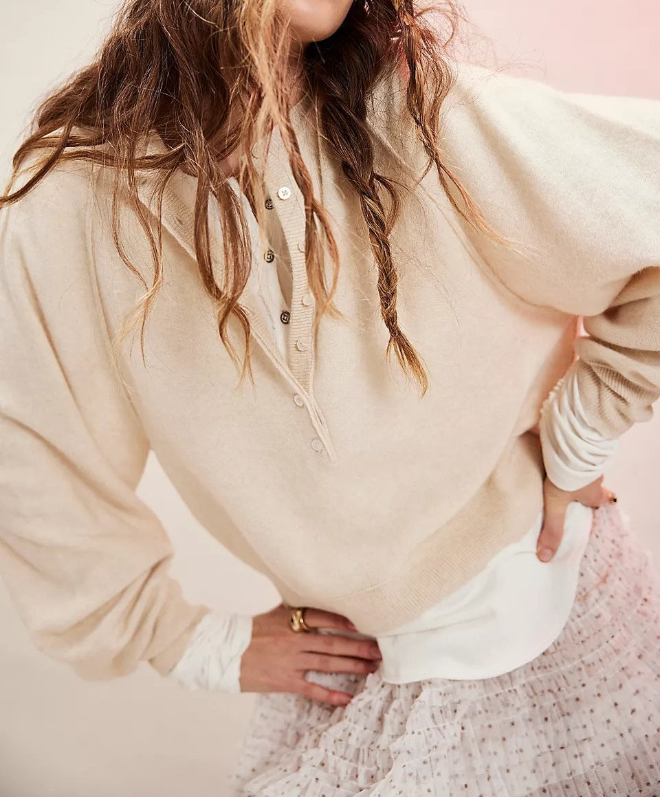Soft Knit Henley Pullover Sweater for Women