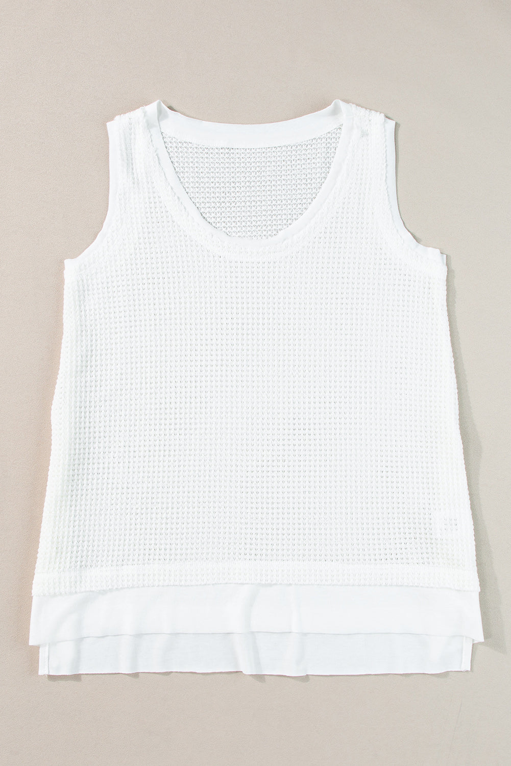 Women's Scoop Neck Waffle Knit Flowy Vest
