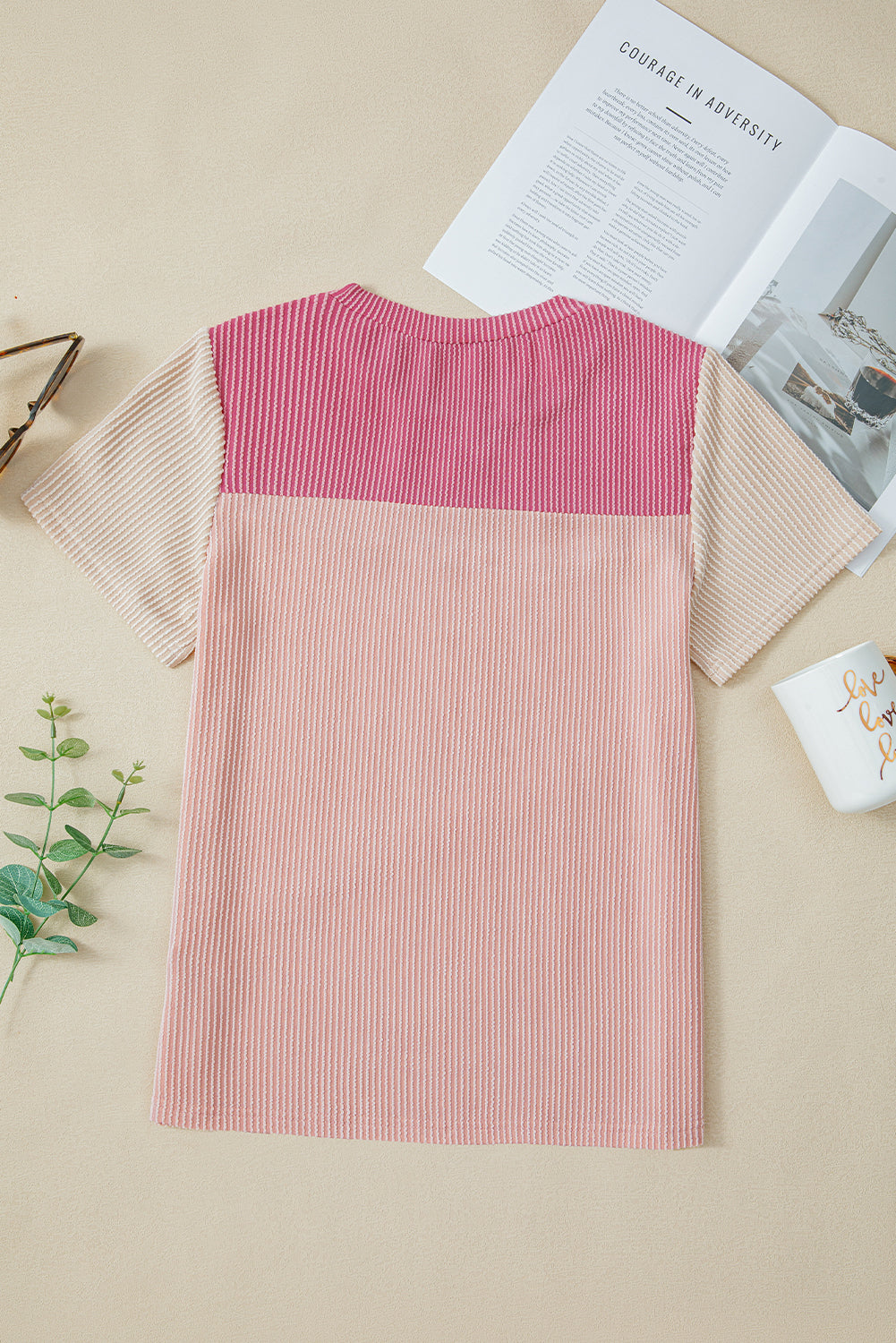 Women's Rib Textured Colorblock T Shirt
