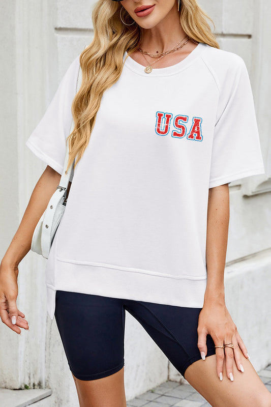 Oversized USA Back Print Fourth of July Tee