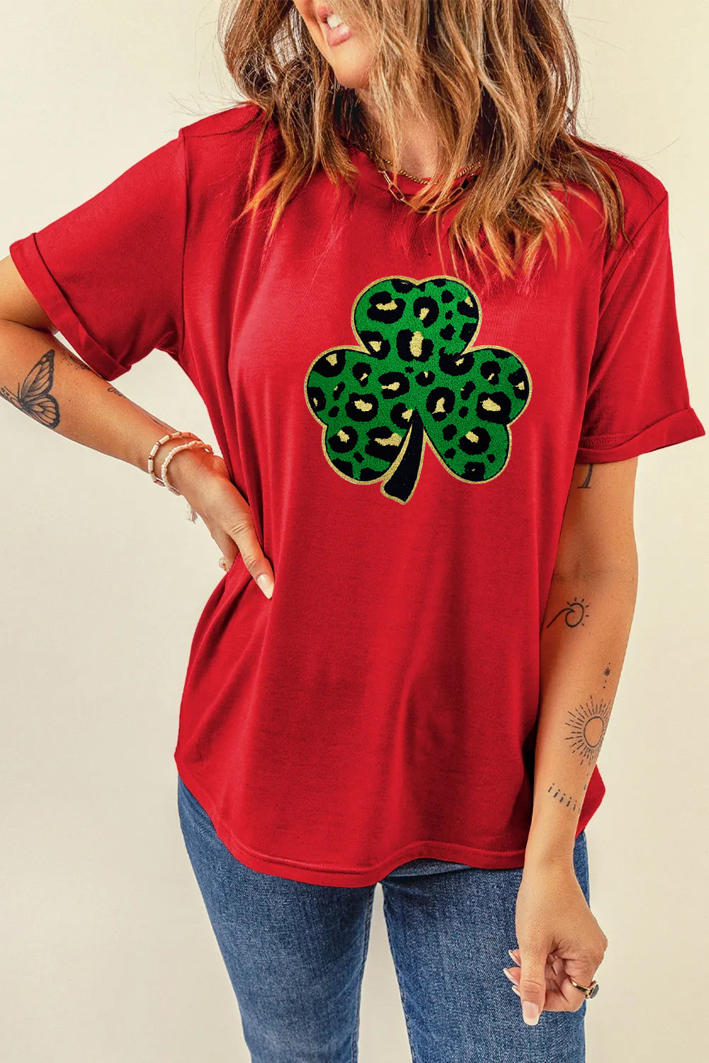 Saint Patrick’s Day Leopard Clover Graphic T Shirt