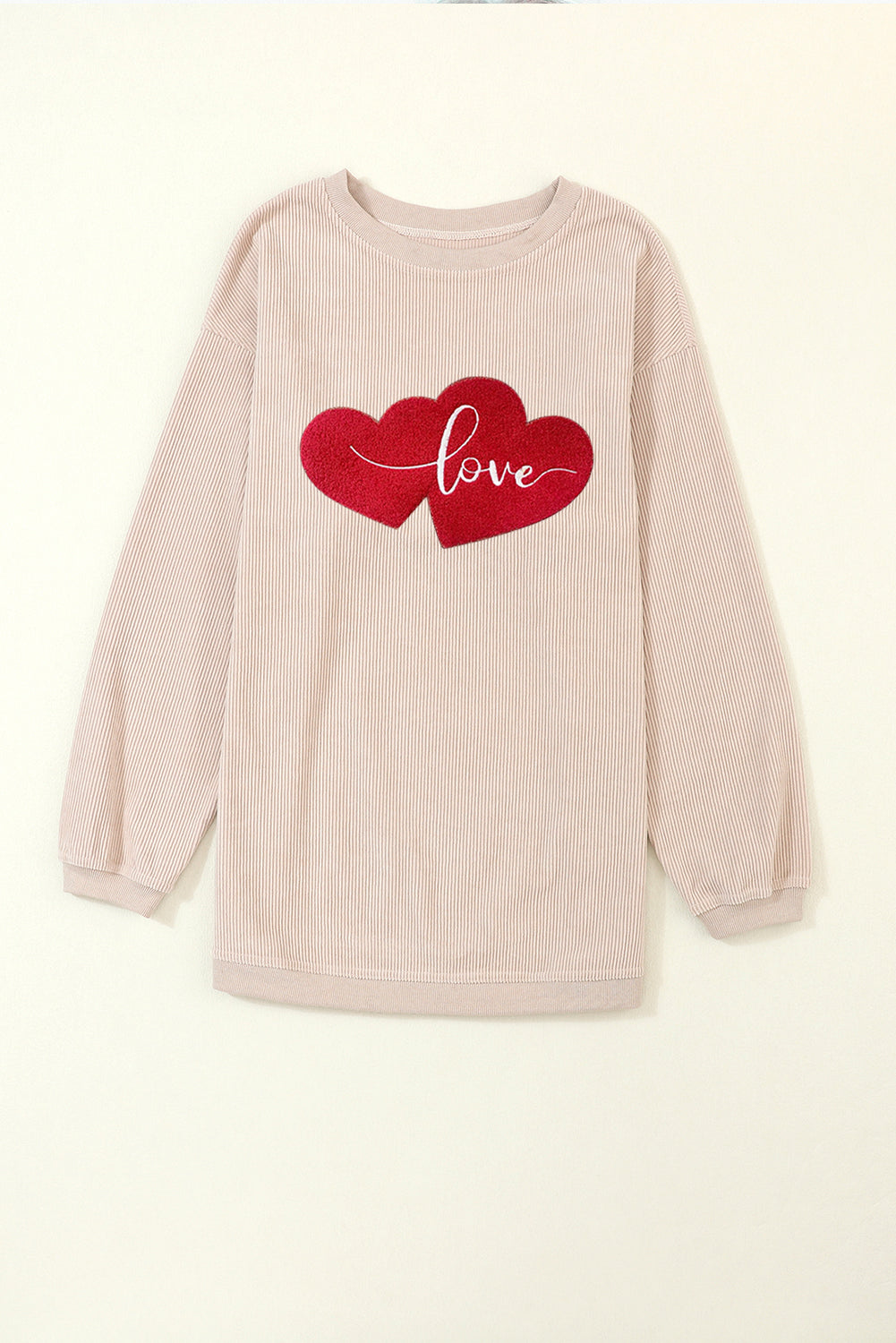 Women’s Oversized Love Heart Corduroy Sweatshirt Valentine