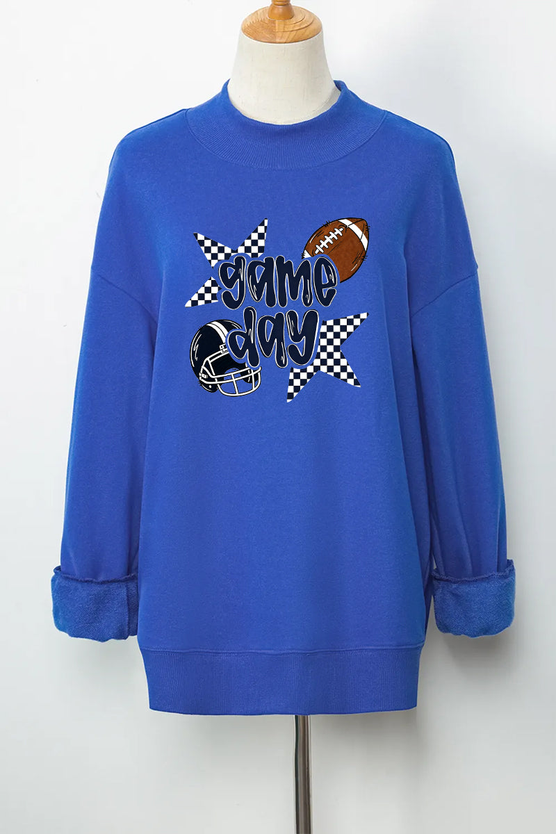 Sweatshirt Game Day Oversized Mock Neck Pullover