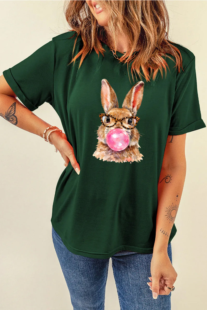 Cute Easter Bunny Graphic Tee Women Spring Casual Shirt