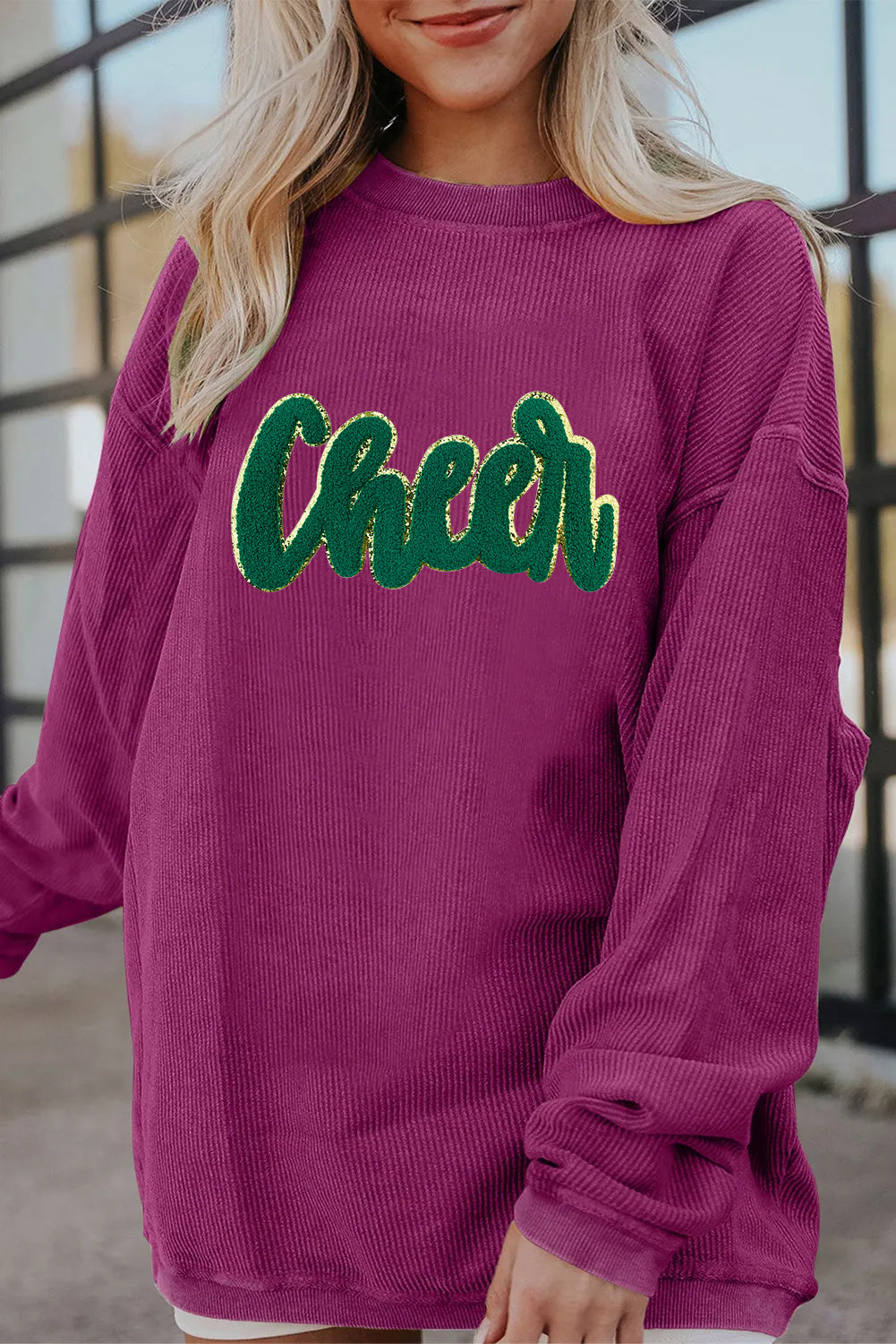 Saint Patrick’s Day Green Sequin Cheer Graphic Sweatshirt