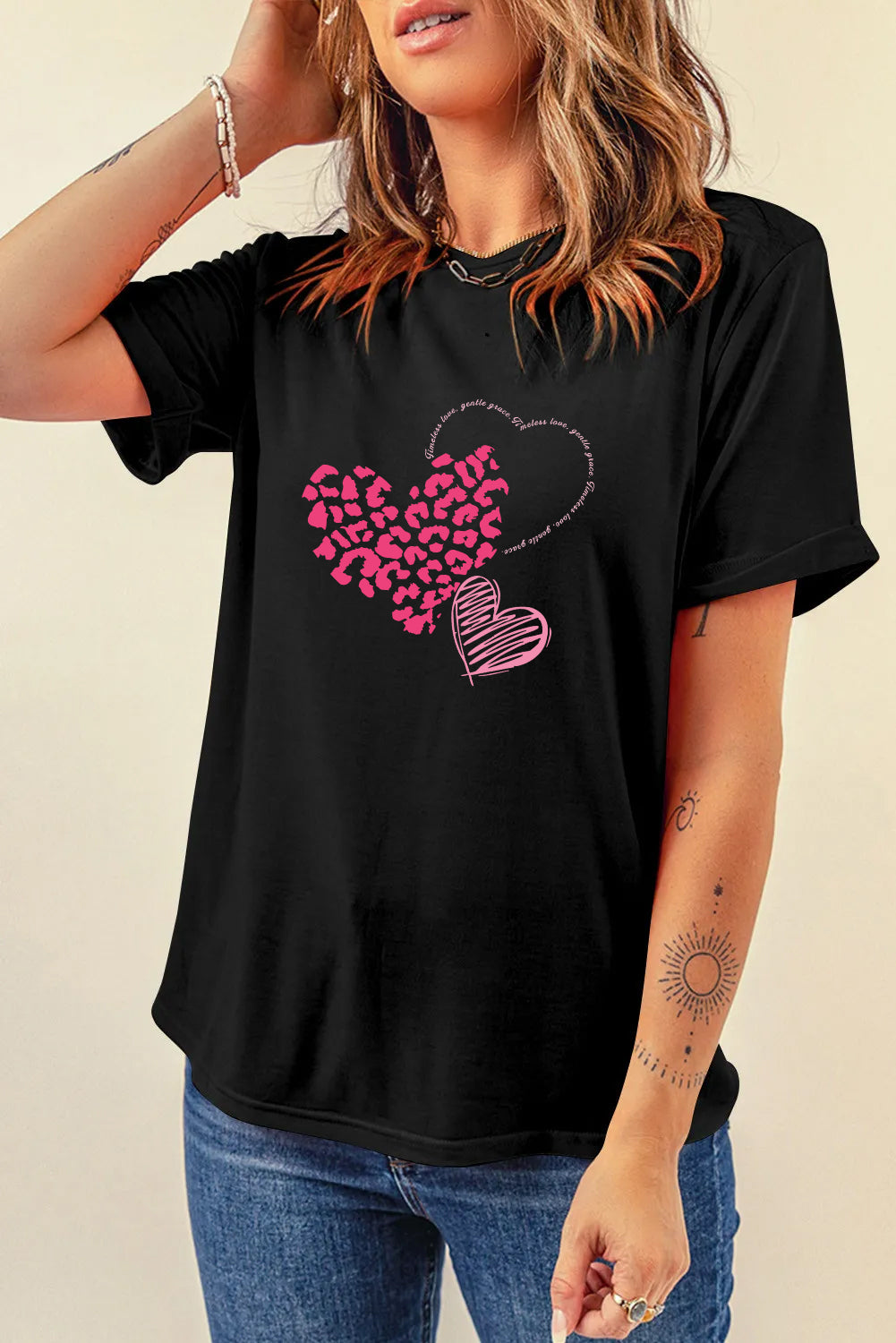 Valentine’s Day Leopard Heart Graphic Tee