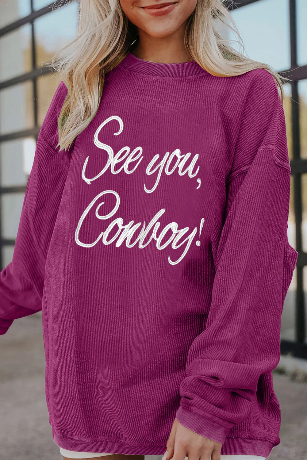 Western Cowboy Quote Letter Graphic Oversized Sweatshirt