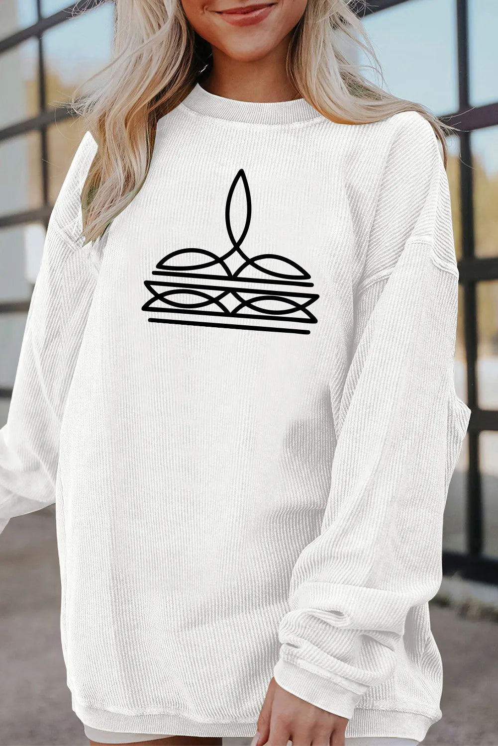 Western Minimal Line Art Casual Sweatshirt
