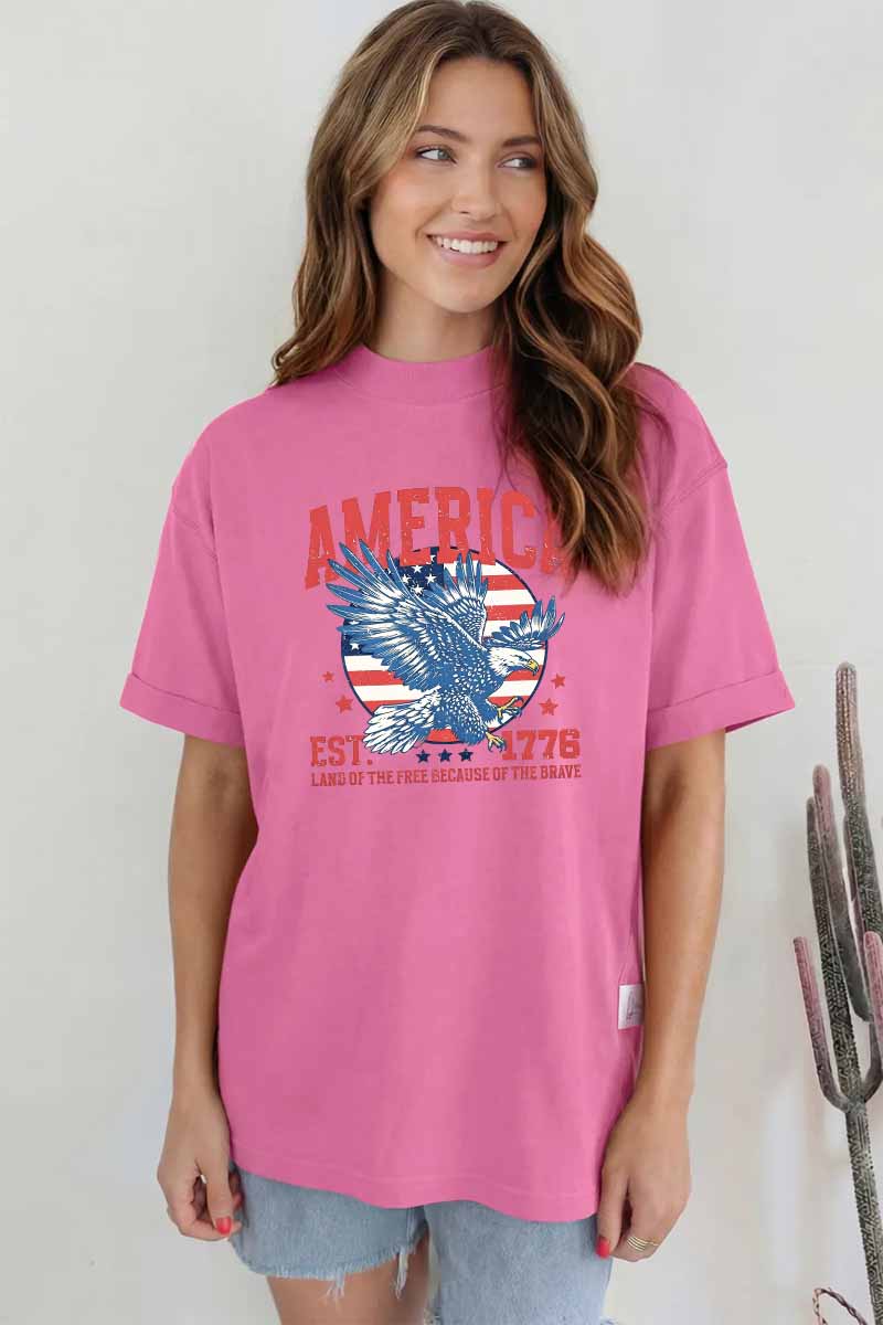 America Eagle Graphic Tee Oversized Vintage Patriotic