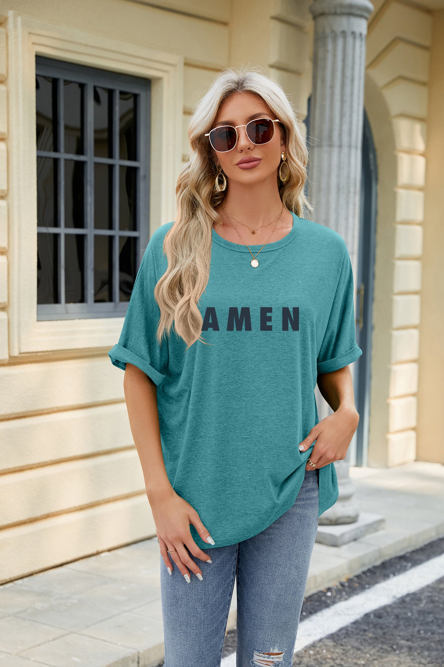 Easter Amen Graphic Oversized Casual T Shirt