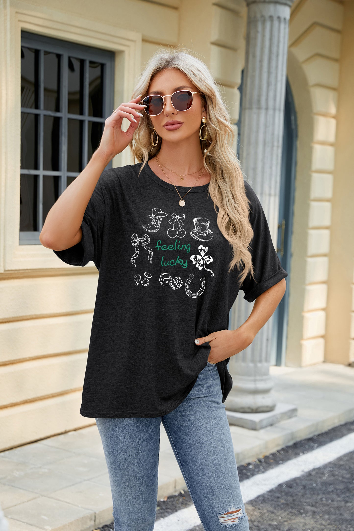 Saint Patrick’s Day Feeling Lucky Shamrock Graphic Tee
