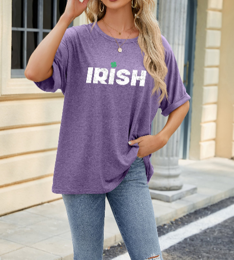 Saint Patrick’s Day IRISH Letter Print Oversized Tee