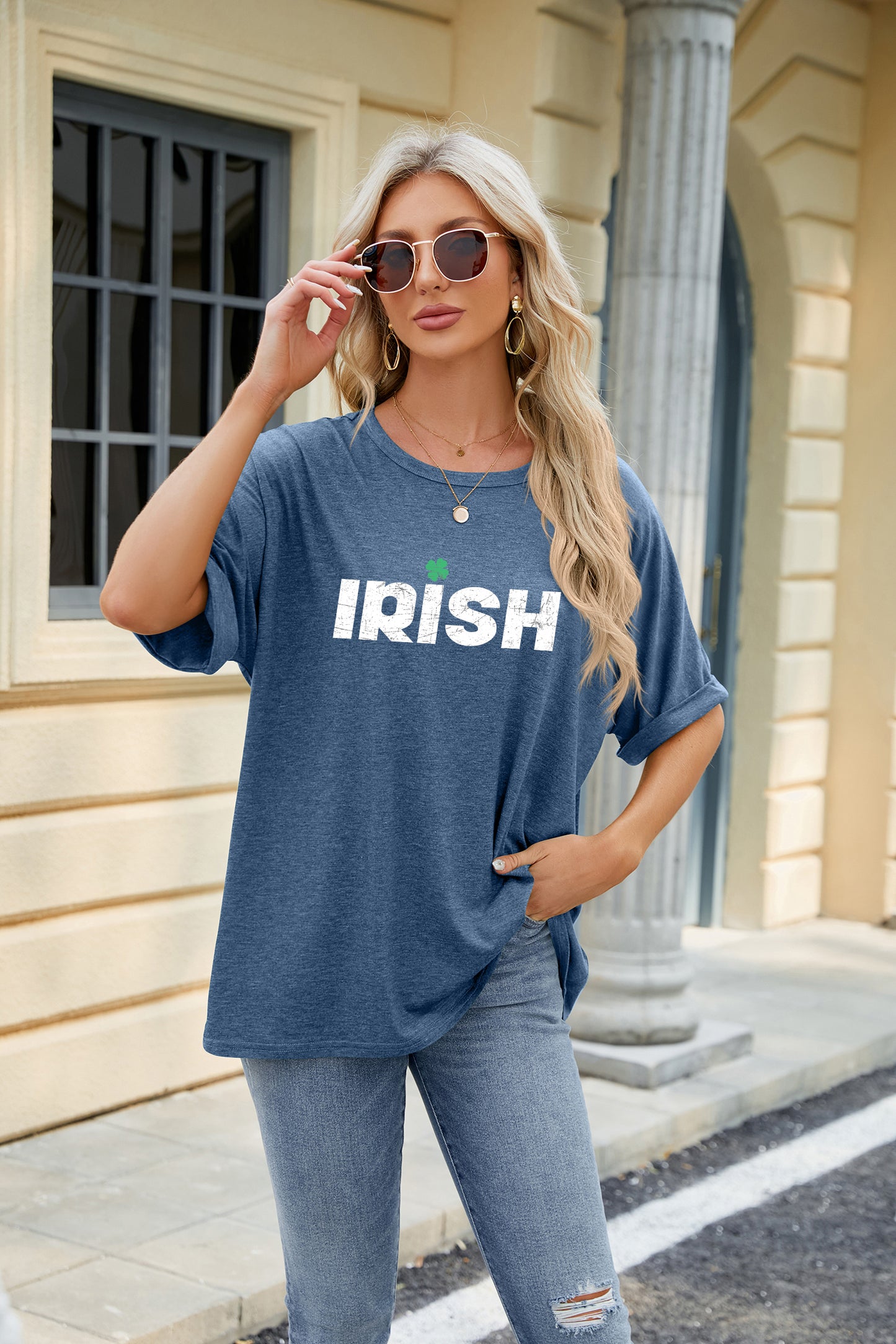 Saint Patrick’s Day IRISH Letter Print Oversized Tee