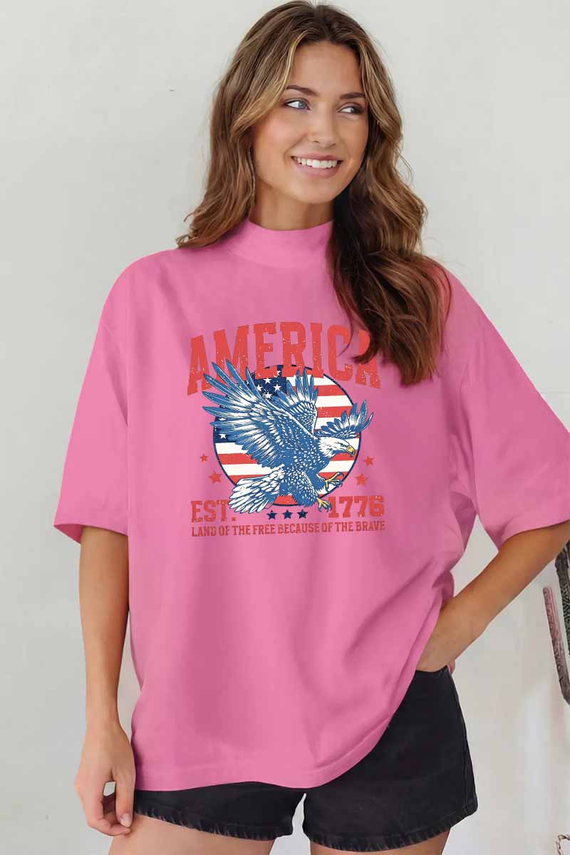 America Eagle Graphic Tee Oversized Vintage Patriotic