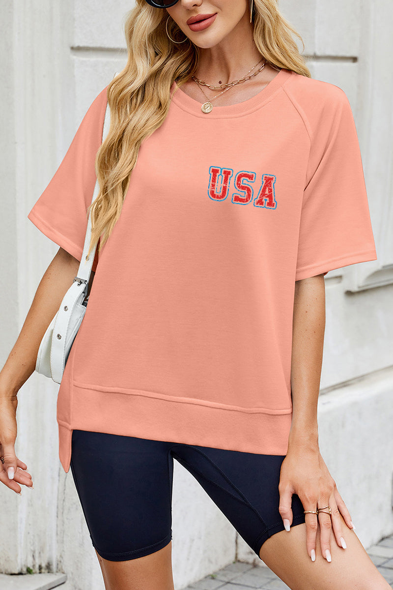 Oversized USA Back Print Fourth of July Tee