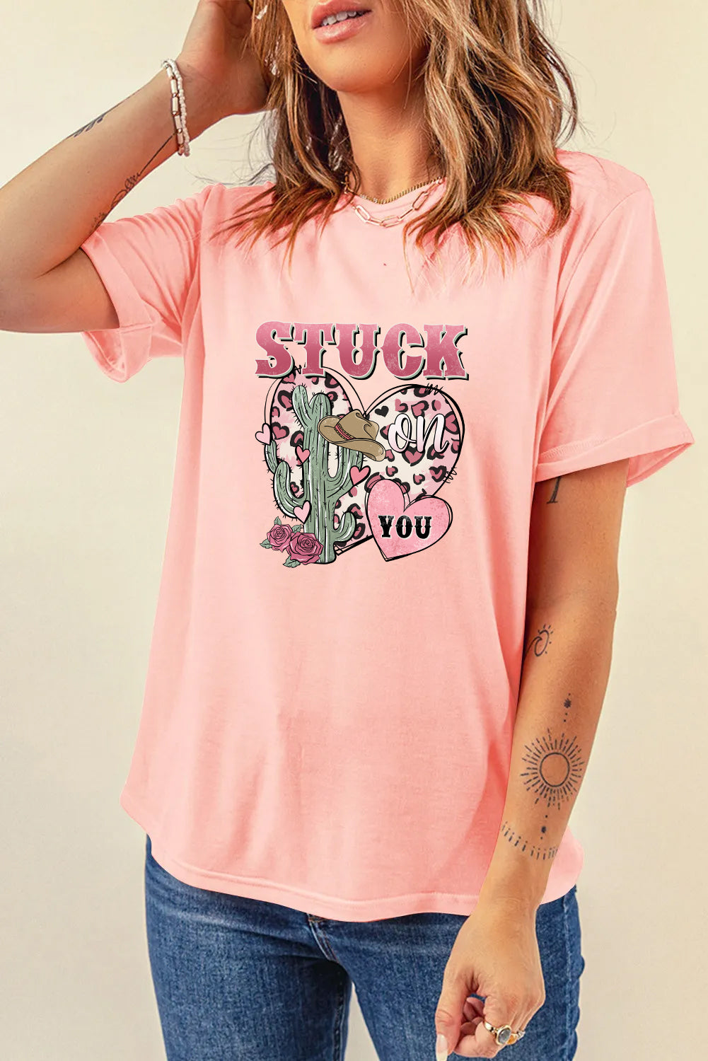 Valentine’s Day Stuck On You Cowgirl Graphic Tee