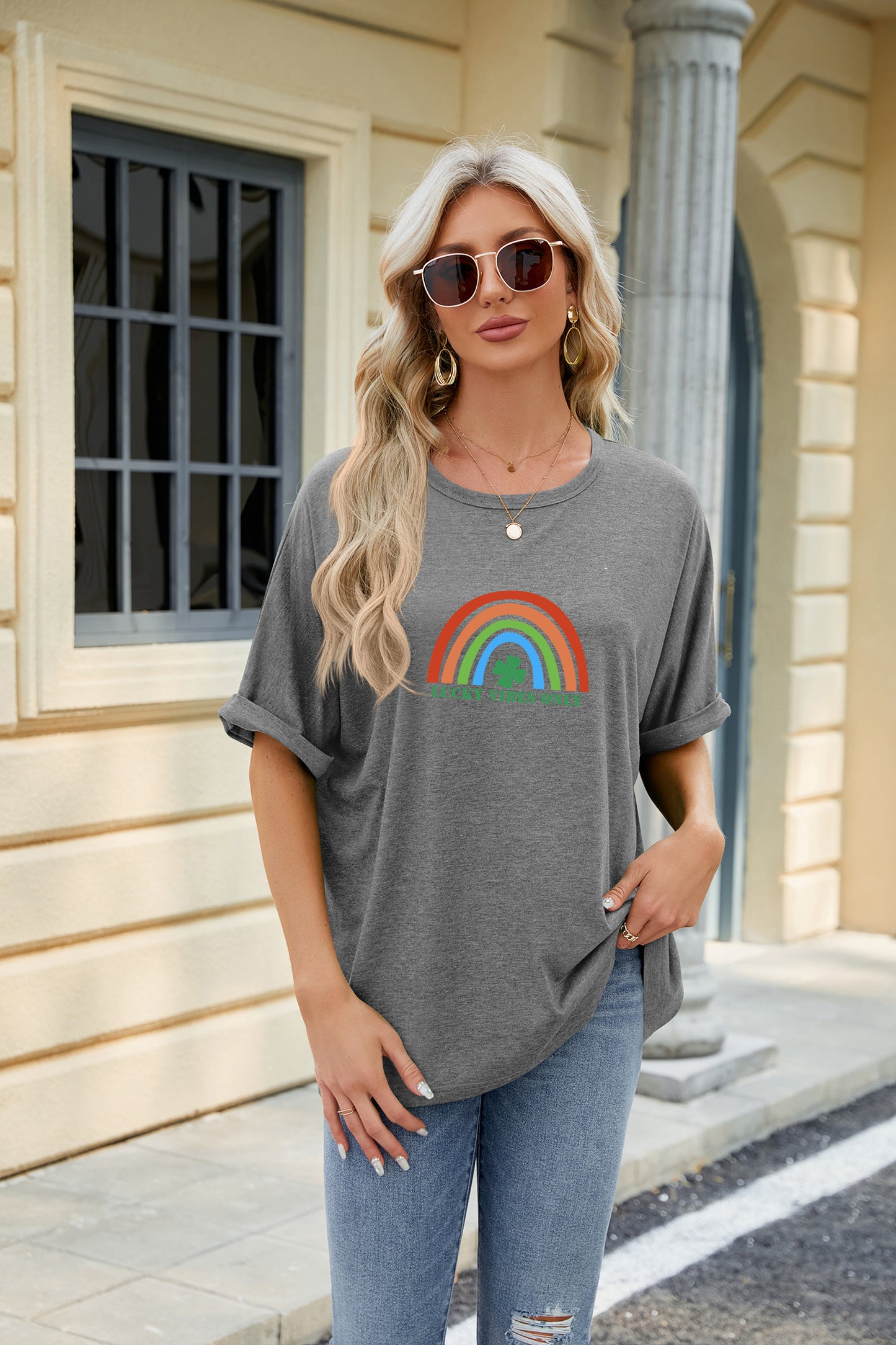St Patrick’s Day Lucky Clover Rainbow Graphic Tee