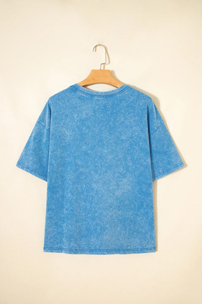 Patriotic Floral Mineral Wash Tee Oversized Vintage Graphic