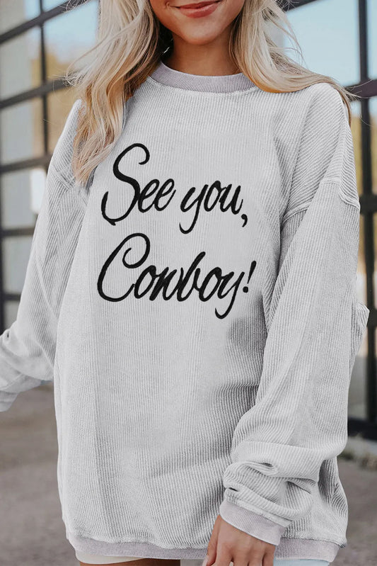 Western Cowboy Quote Letter Graphic Oversized Sweatshirt