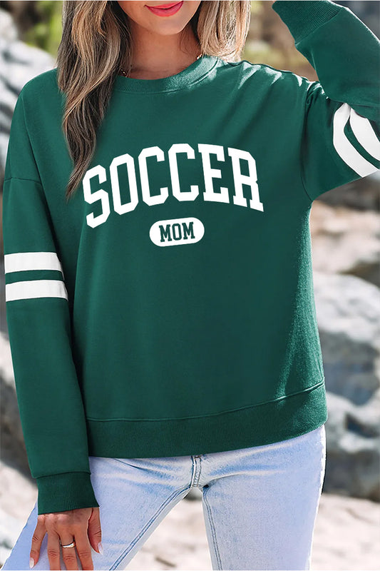 Soccer Mom Sweatshirt Women Game Day Pullover Green Varsity
