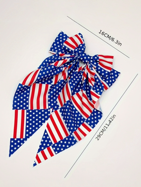 Dark Blue American Flag Large Bow Knot Hair Clip
