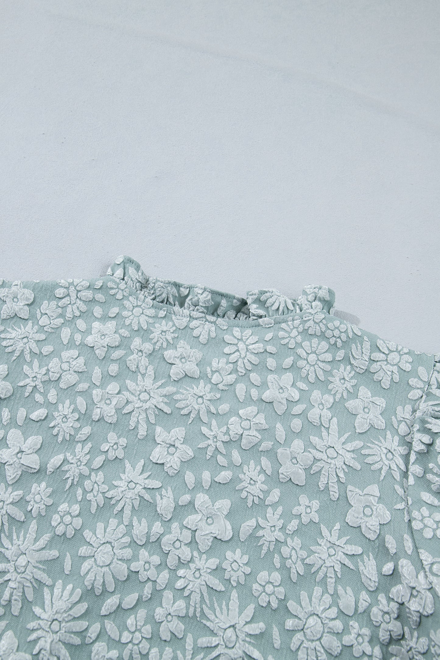 Floral Jacquard Western Blouse Puff Sleeve Top