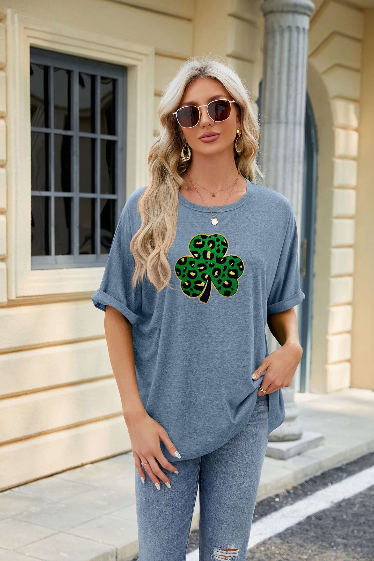 St Patricks Day Sequin Shamrock Graphic T-Shirt