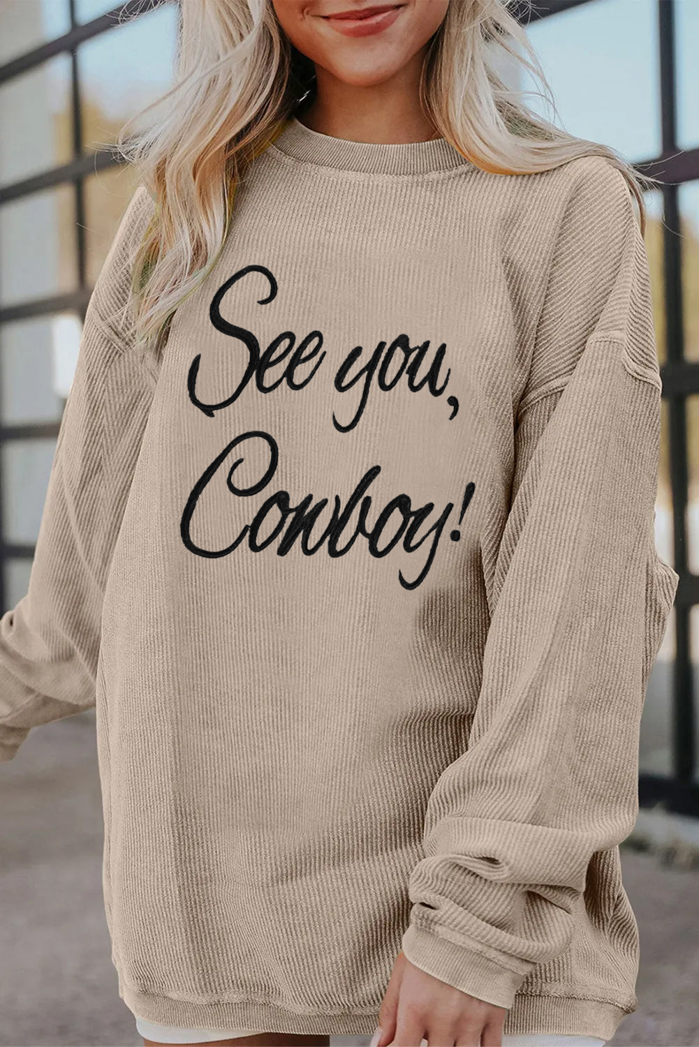 Western Cowboy Quote Letter Graphic Oversized Sweatshirt