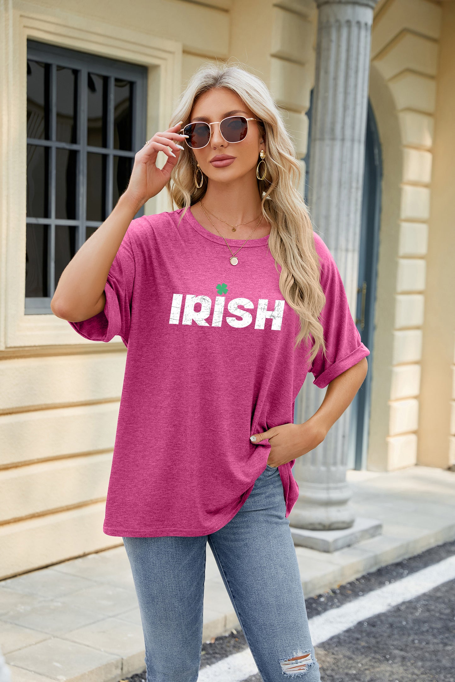 Saint Patrick’s Day IRISH Letter Print Oversized Tee
