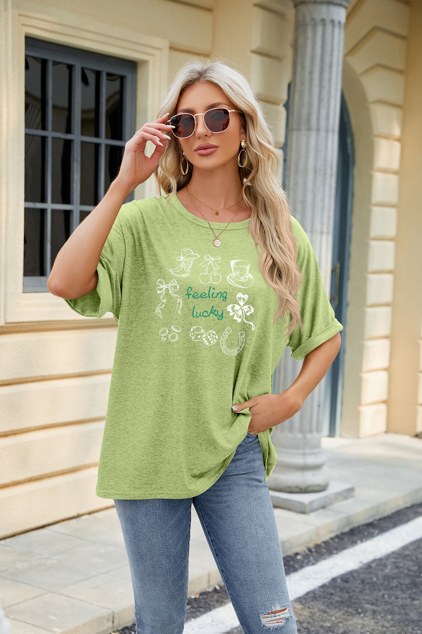 Saint Patrick’s Day Feeling Lucky Shamrock Graphic Tee
