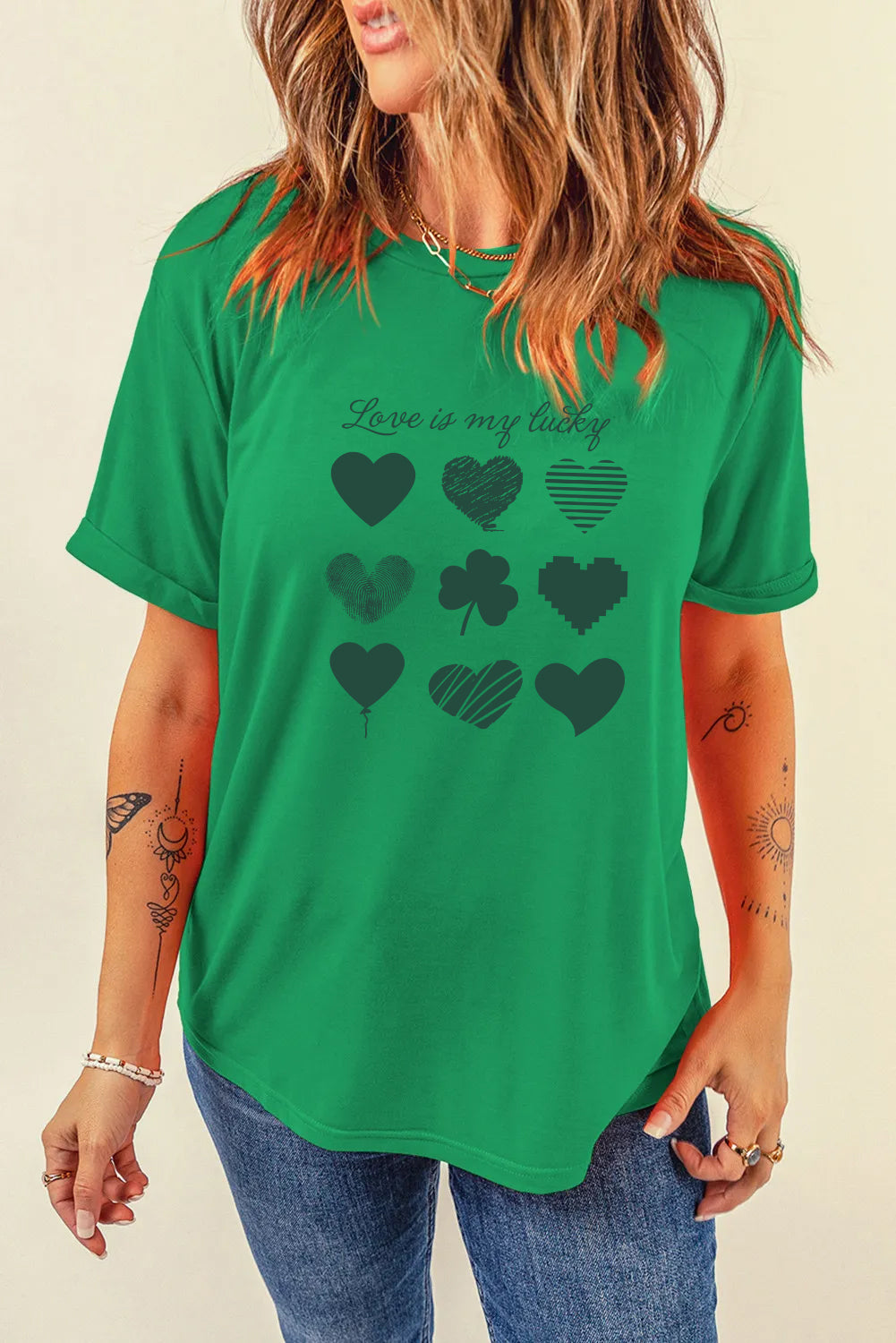 St Patricks Day Love Shamrock Heart Graphic T-Shirt