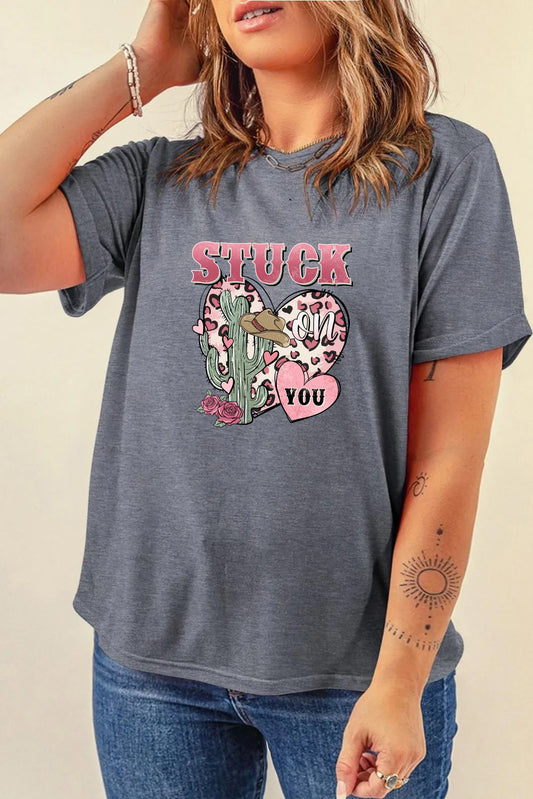 Valentine’s Day Stuck On You Cowgirl Graphic Tee