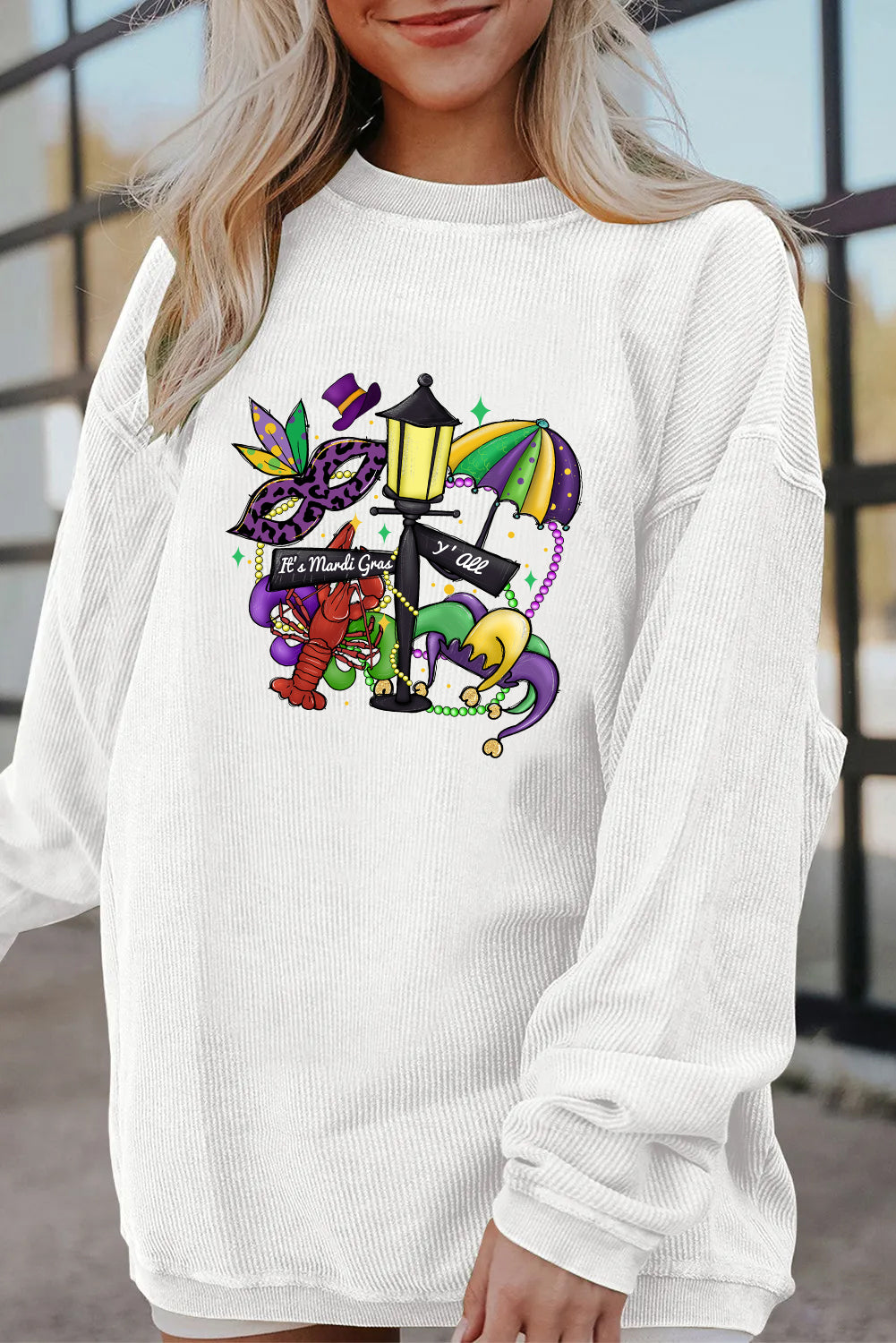 Mardi Gras Purple Green Gold Festive Graphic Pullover