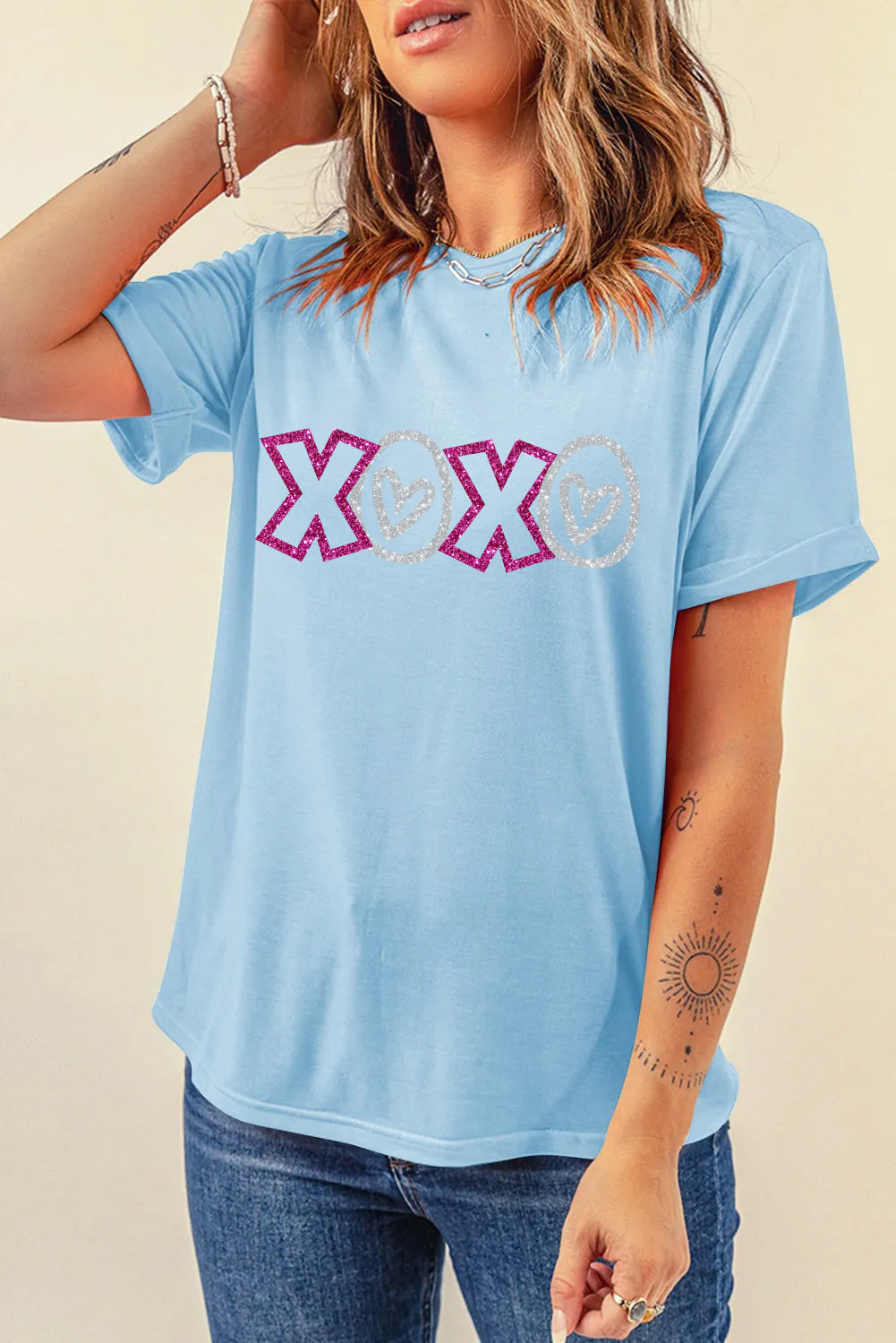 Valentine’s Day Glitter XOXO Heart Tee
