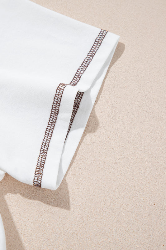 White RODEO Horseshoe Embroidered Patch Pocket T Shirt