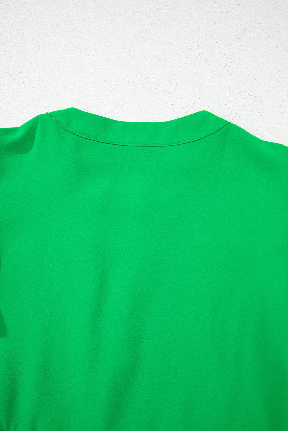 Bright Green Double Ruffle Sleeve Split V Neck Peplum Blouse