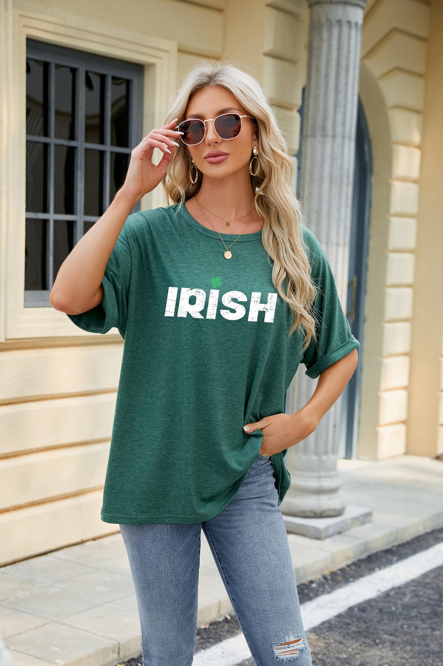 Saint Patrick’s Day IRISH Letter Print Oversized Tee