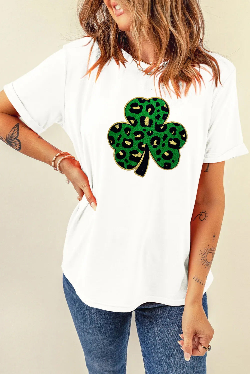 Saint Patrick’s Day Leopard Clover Graphic T Shirt