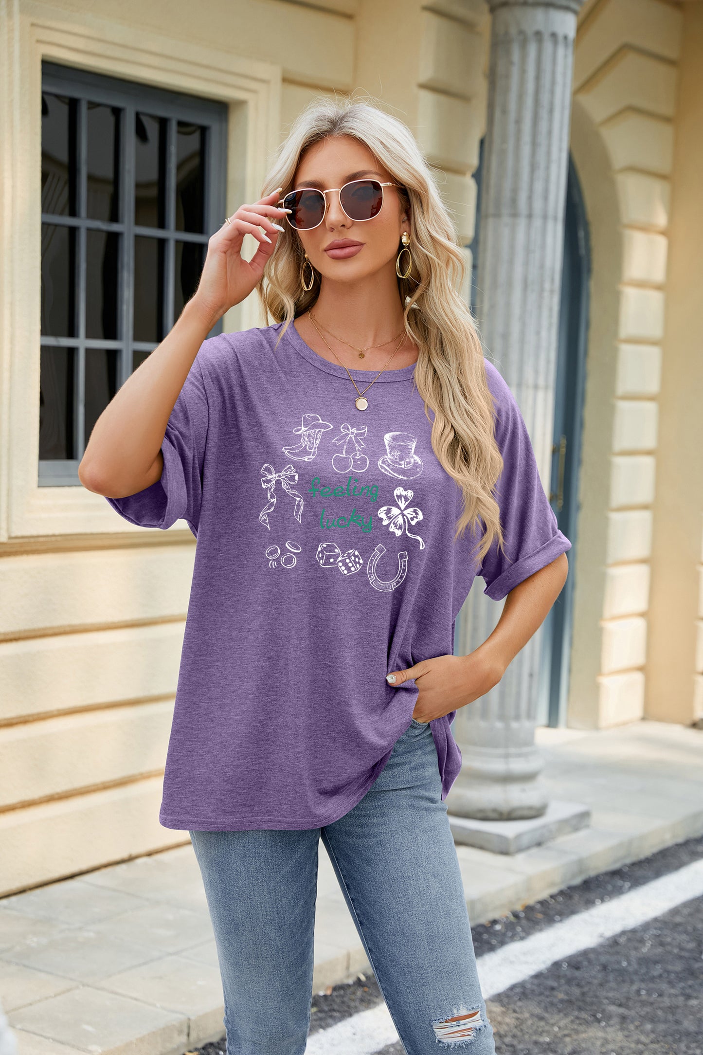 Saint Patrick’s Day Feeling Lucky Shamrock Graphic Tee