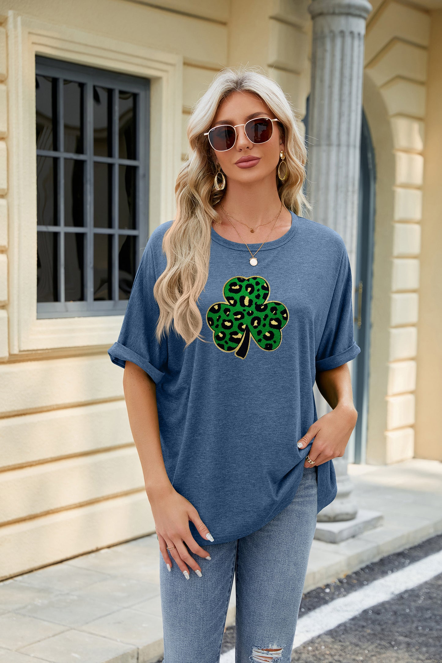 St Patricks Day Sequin Shamrock Graphic T-Shirt