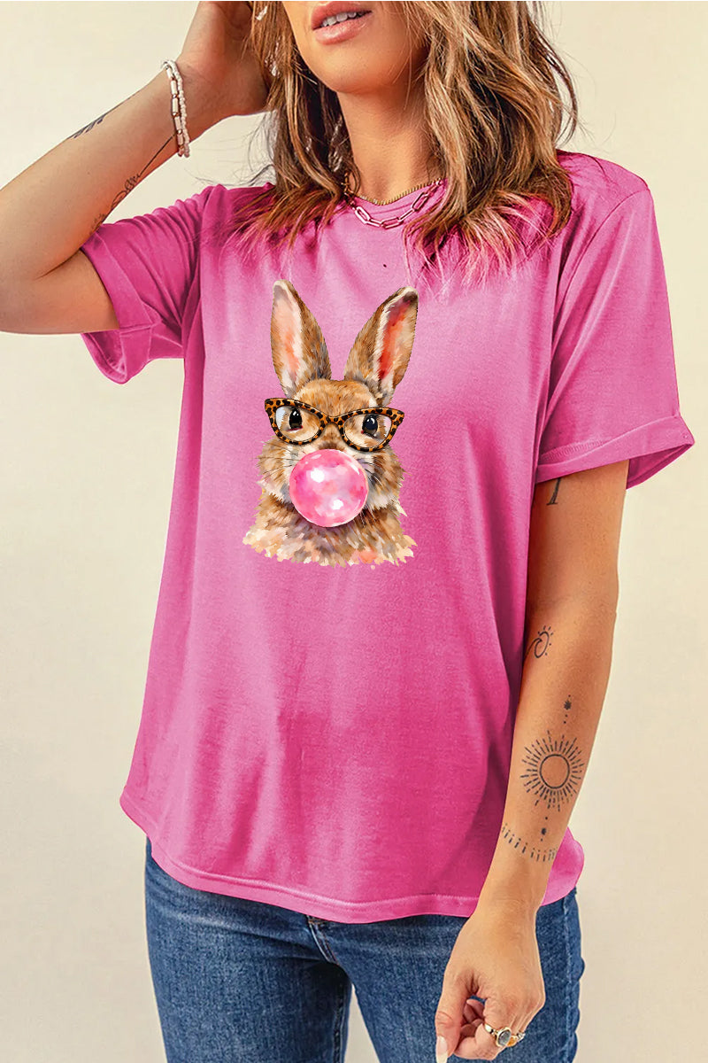 Cute Easter Bunny Graphic Tee Women Spring Casual Shirt