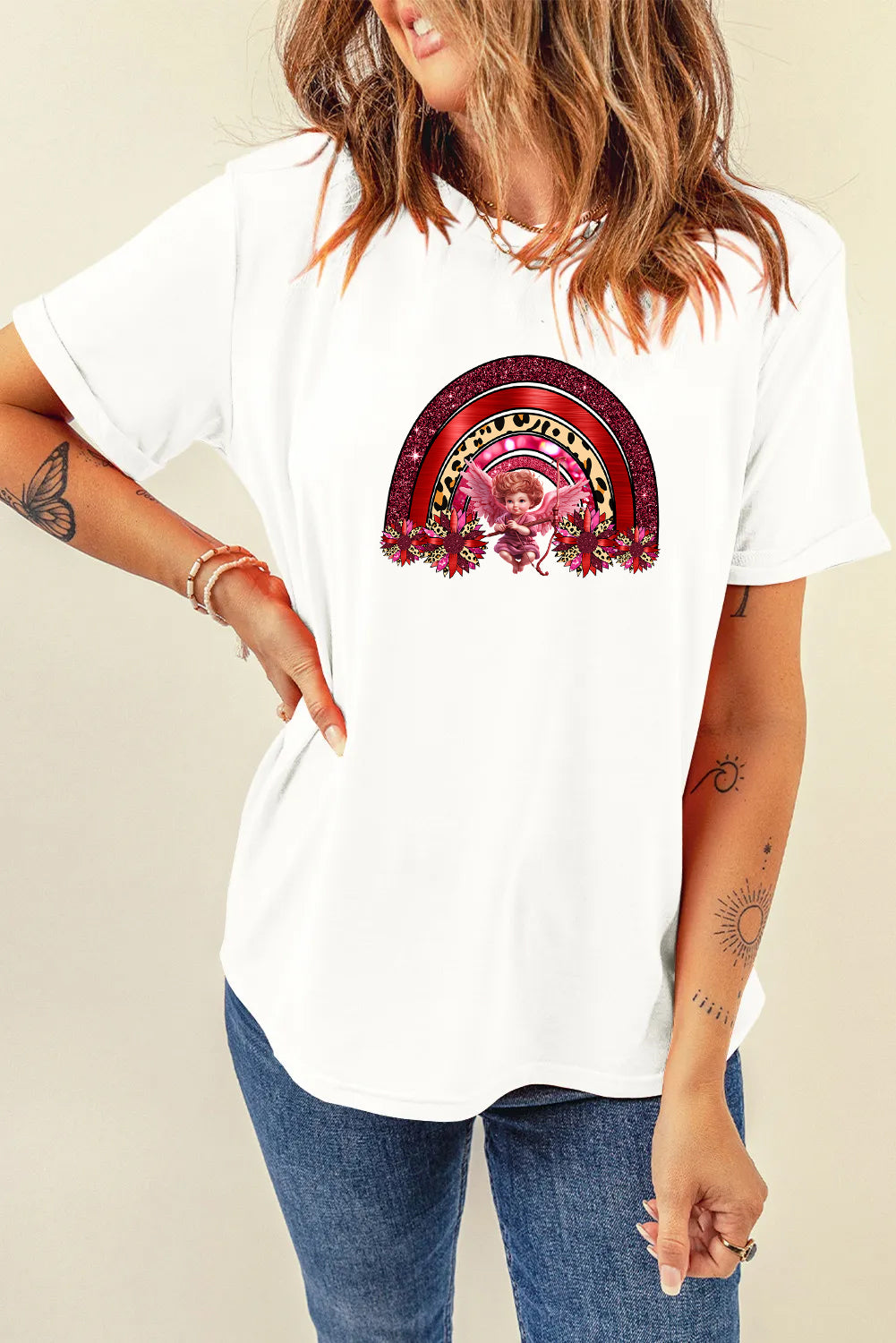 Valentine’s Day Cupid Rainbow Graphic T Shirt