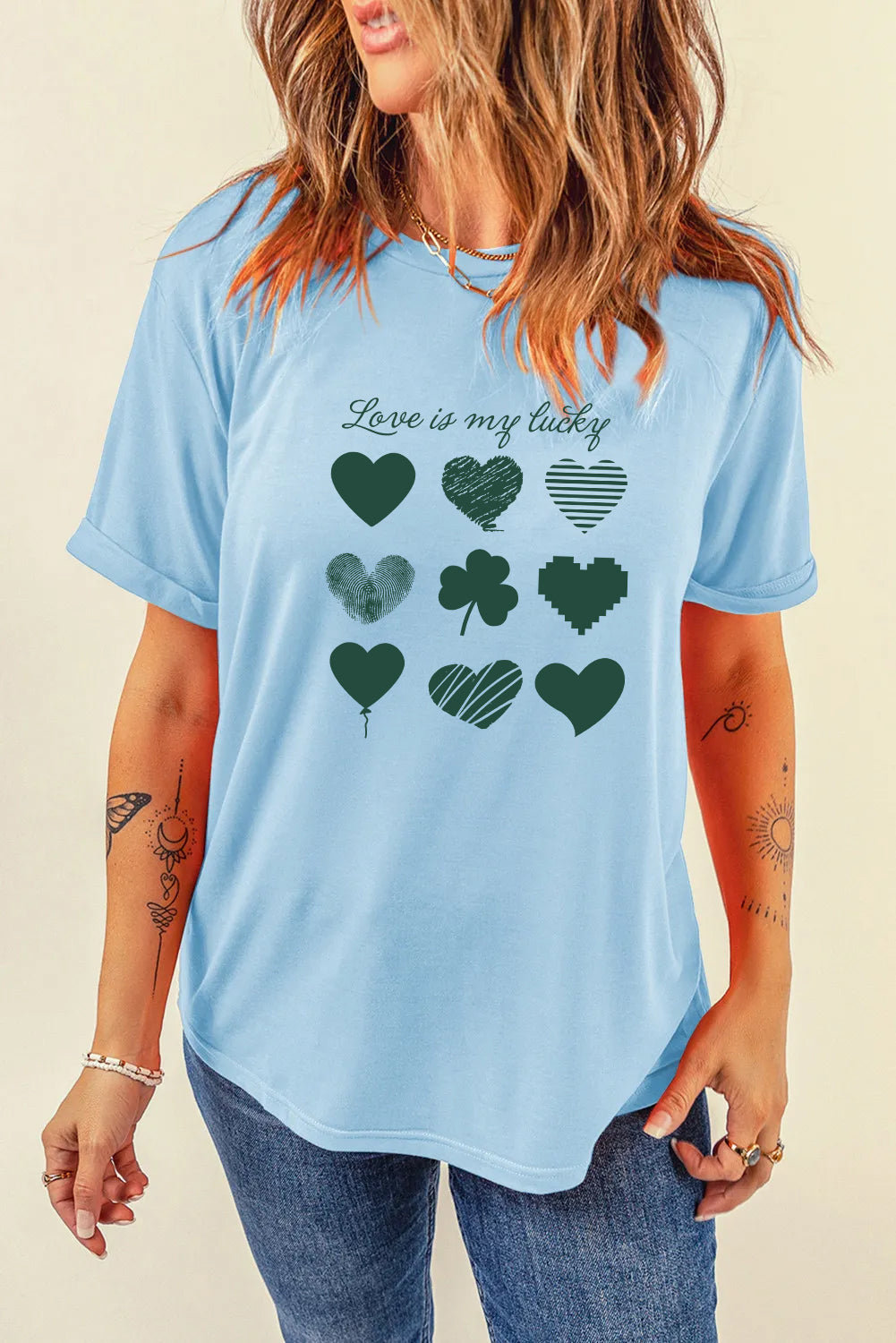 St Patricks Day Love Shamrock Heart Graphic T-Shirt