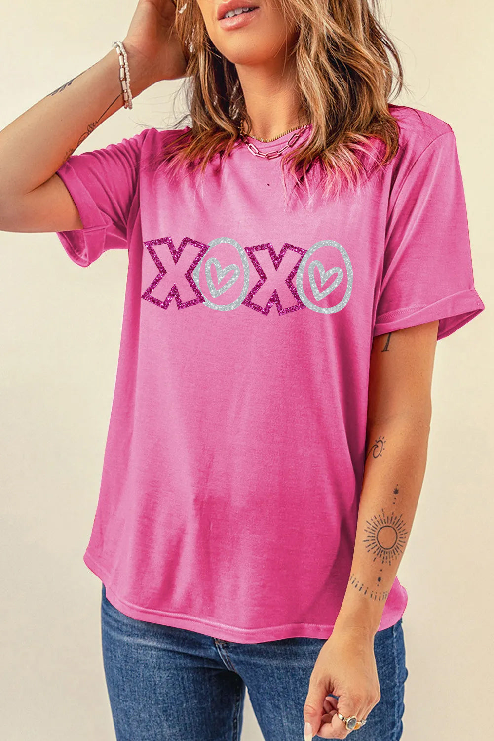 Valentine’s Day Glitter XOXO Heart Tee