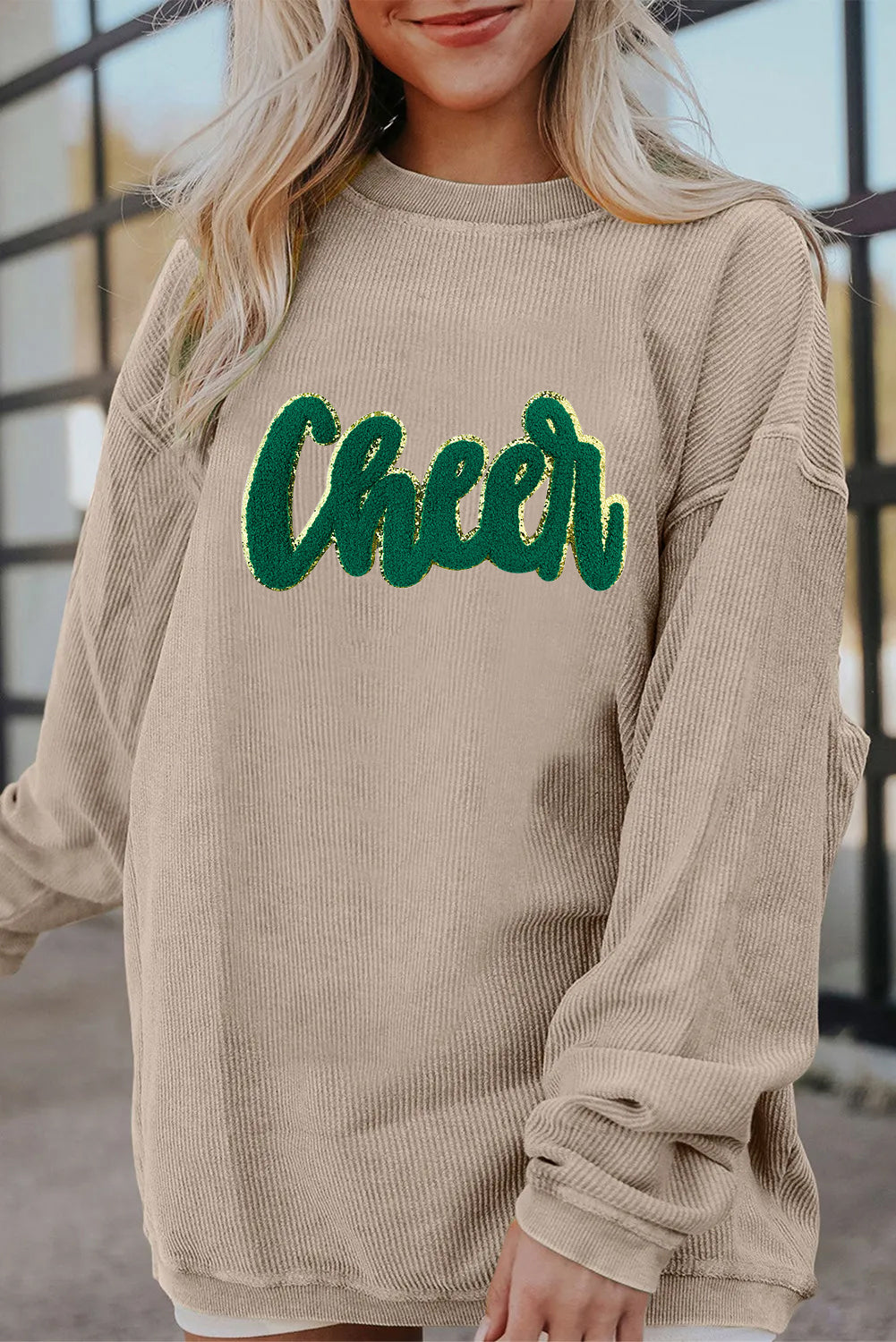 Saint Patrick’s Day Green Sequin Cheer Graphic Sweatshirt