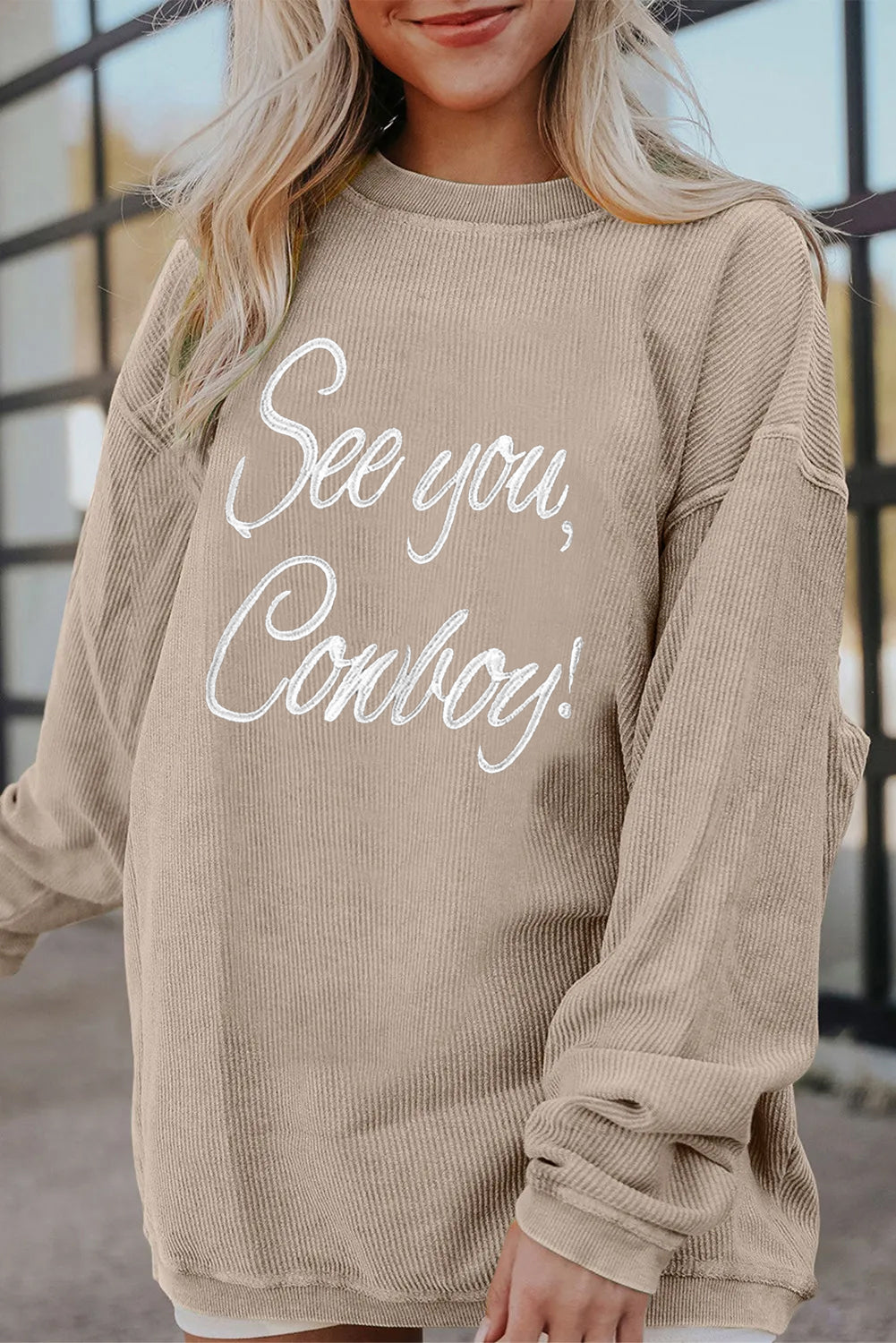 Western Cowboy Quote Letter Graphic Oversized Sweatshirt