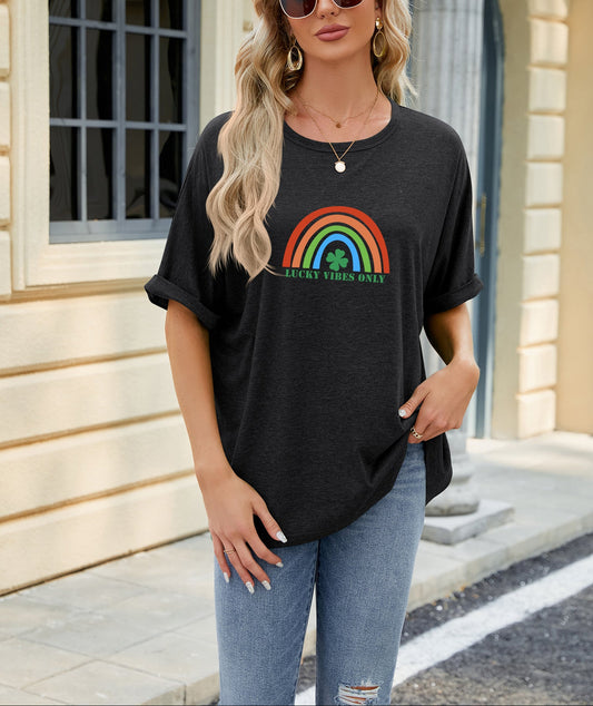 St Patrick’s Day Lucky Clover Rainbow Graphic Tee