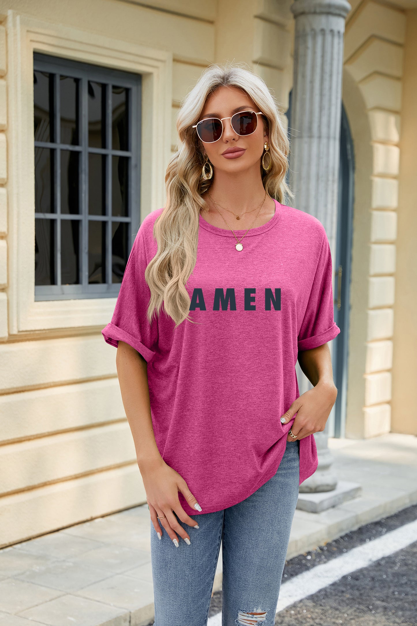 Easter Amen Graphic Oversized Casual T Shirt